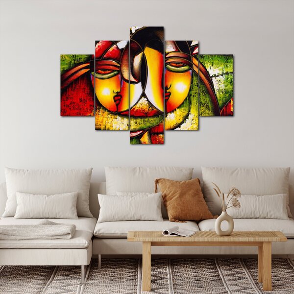 Slika - Oljna slika, abstraktni obrazi (150x105 cm)