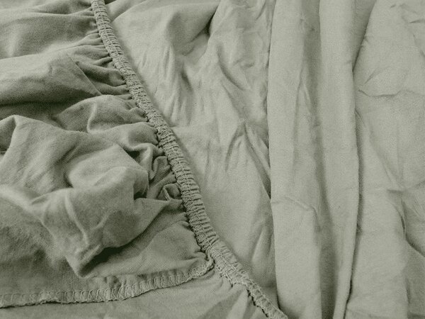 Jersey plahta EXCLUSIVE sivo-zelena 90 x 200 cm