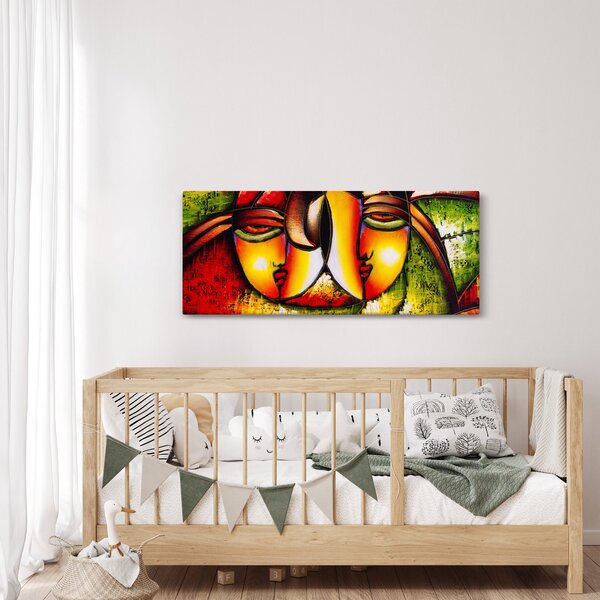Slika - Oljna slika, abstraktni obrazi (120x50 cm)
