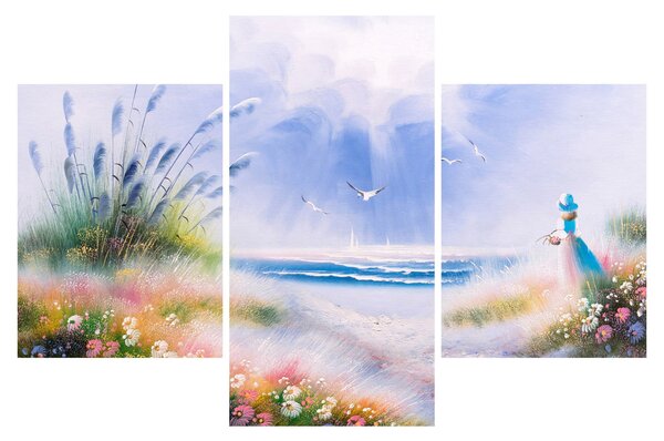 Slika - Romantična plaža, oljna slika (90x60 cm)
