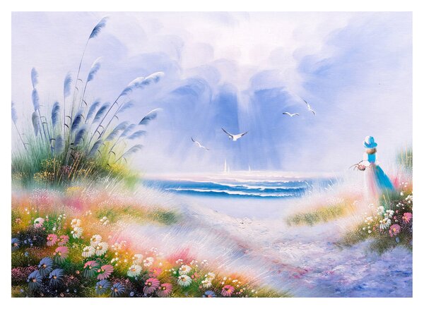 Slika - Romantična plaža, oljna slika (70x50 cm)