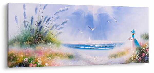Slika - Romantična plaža, oljna slika (120x50 cm)