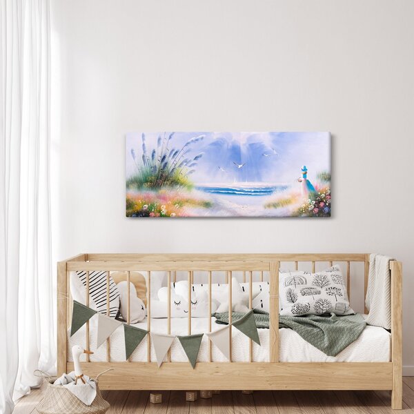 Slika - Romantična plaža, oljna slika (120x50 cm)