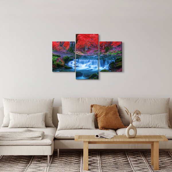 Slika slapa v rdečem gozdu (90x60 cm)