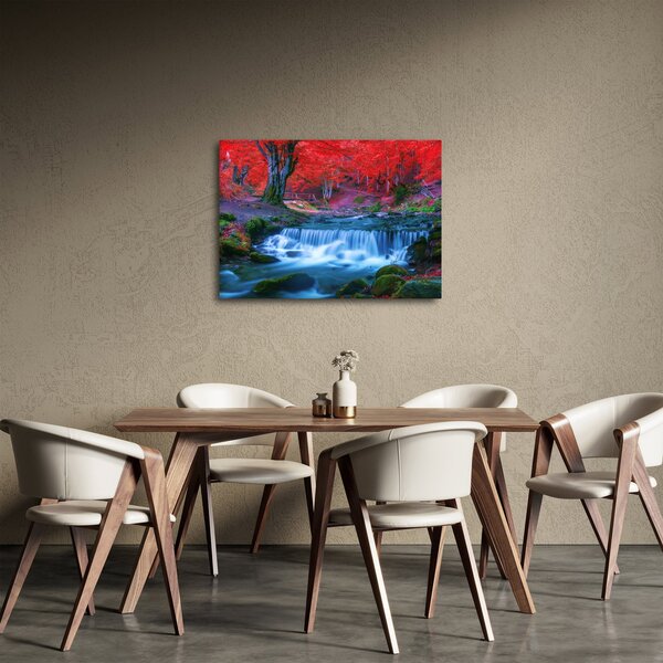 Slika slapa v rdečem gozdu (70x50 cm)