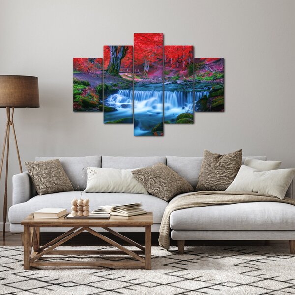 Slika slapa v rdečem gozdu (150x105 cm)