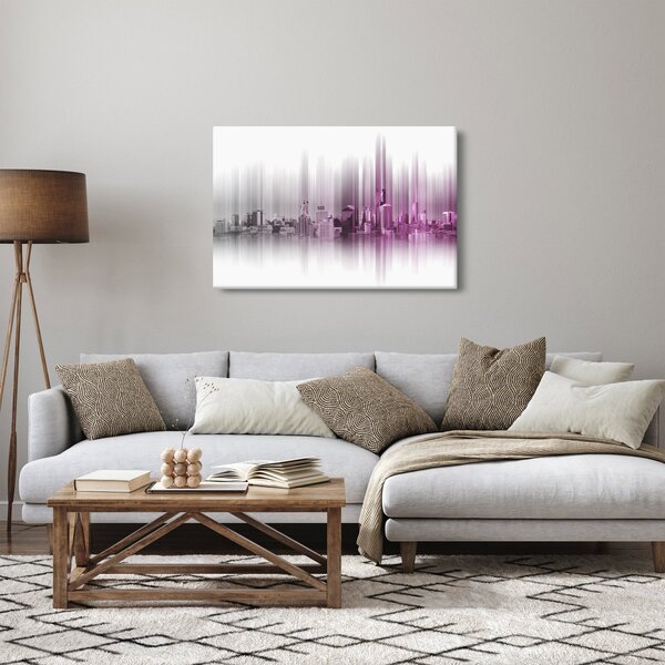 Slika - Obzorje mesta, roza-siva (90x60 cm)
