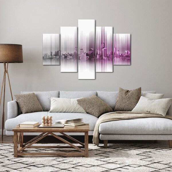 Slika - Obzorje mesta, roza-siva (150x105 cm)