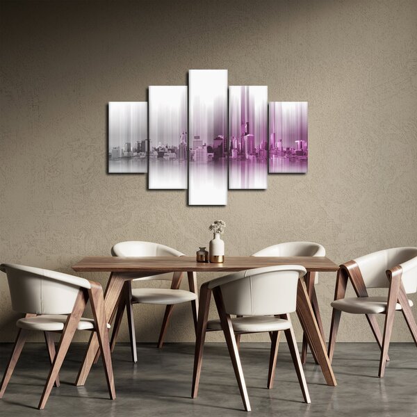 Slika - Obzorje mesta, roza-siva (150x105 cm)