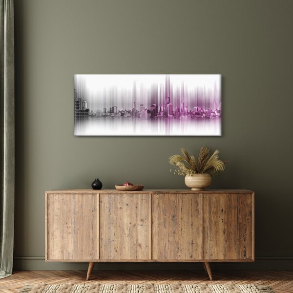 Slika - Obzorje mesta, roza-siva (120x50 cm)