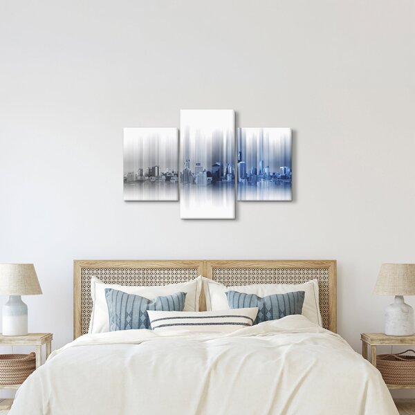 Slika - Panorama mesta, modro-siva (90x60 cm)