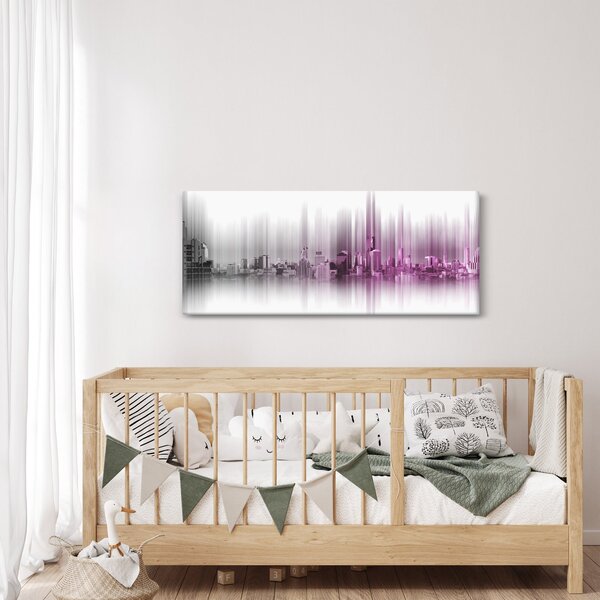 Slika - Obzorje mesta, roza-siva (120x50 cm)