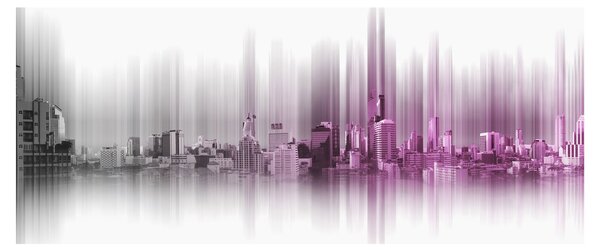 Slika - Obzorje mesta, roza-siva (120x50 cm)