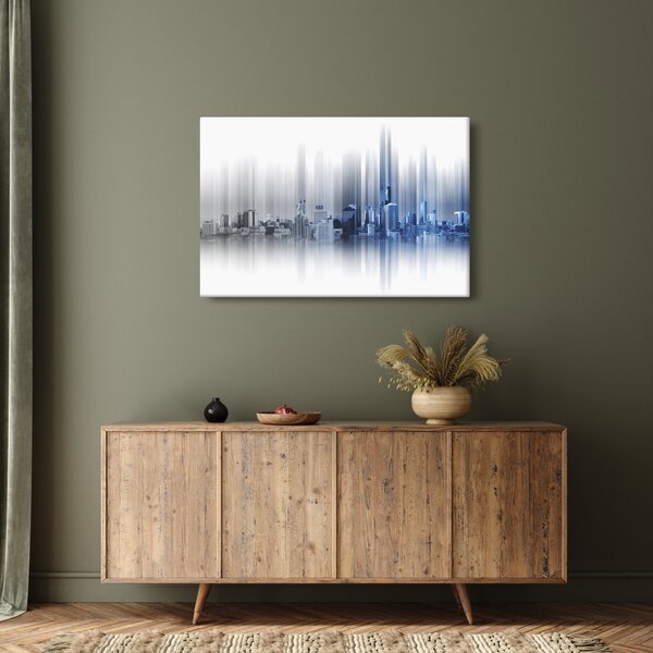 Slika - Panorama mesta, modro-siva (90x60 cm)