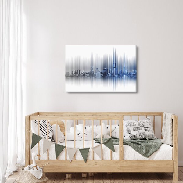 Slika - Panorama mesta, modro-siva (90x60 cm)