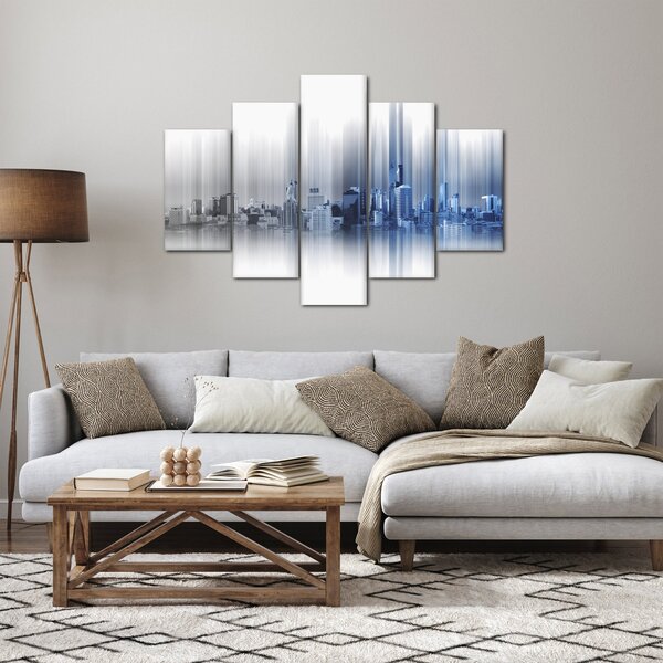 Slika - Panorama mesta, modro-siva (150x105 cm)