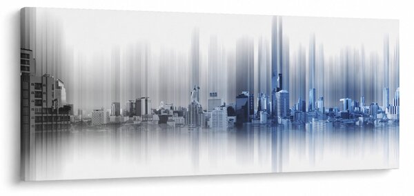 Slika - Panorama mesta, modro-siva (120x50 cm)