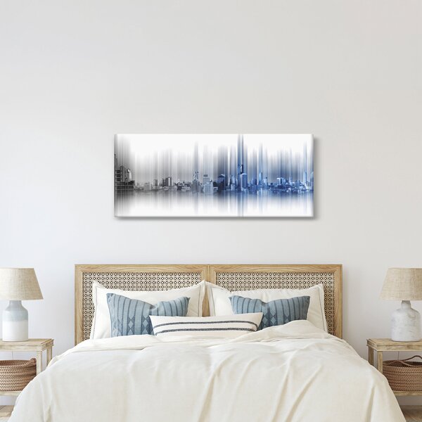 Slika - Panorama mesta, modro-siva (120x50 cm)
