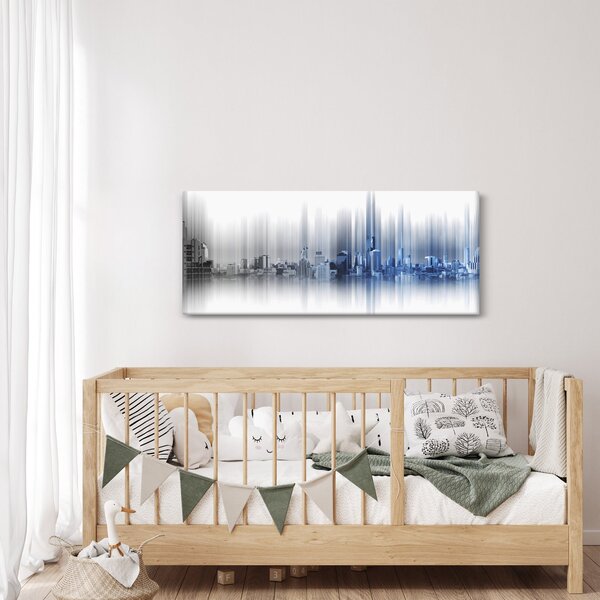 Slika - Panorama mesta, modro-siva (120x50 cm)