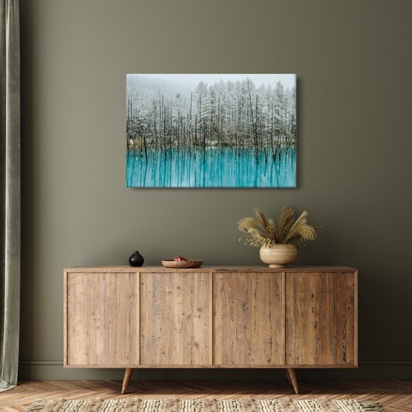 Slika - Turkizni ribnik, Biei, Japonska (90x60 cm)