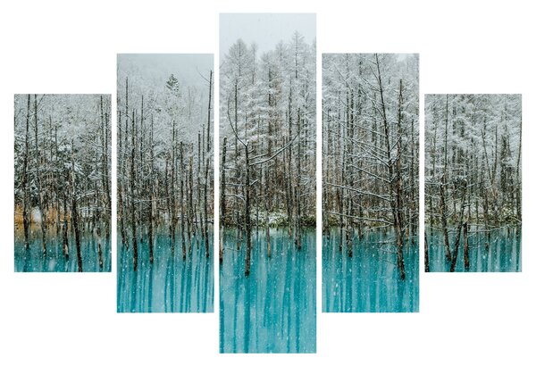 Slika - Turkizni ribnik, Biei, Japonska (150x105 cm)