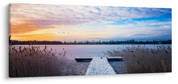 Slika - Zamrznjeno jezero, Ełk, Mazury, Poljska (120x50 cm)