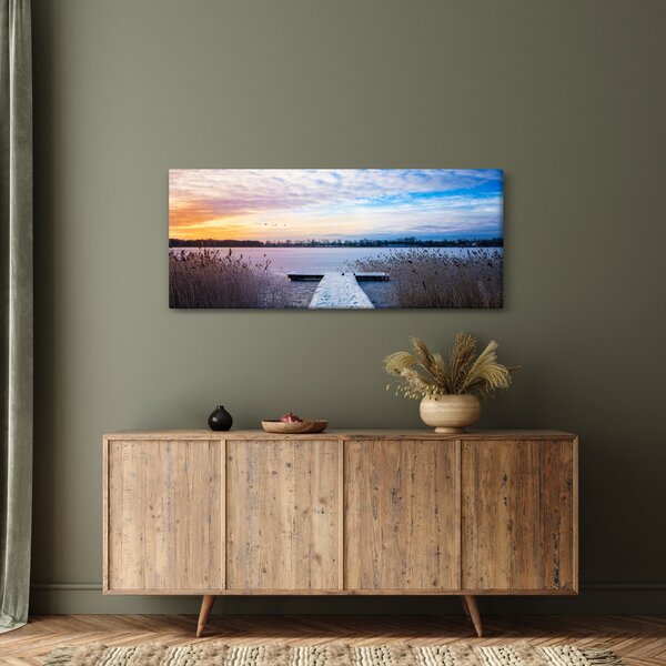Slika - Zamrznjeno jezero, Ełk, Mazury, Poljska (120x50 cm)