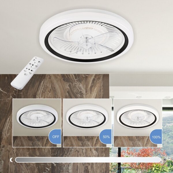 LED Stropna svjetiljka s ventilatorom GEMMA LED/37W/230V bijela + DU