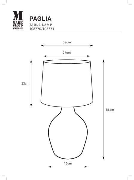 Markslöjd 108771 - Stolna lampa PAGLIA 1xE27/40W/230V bijela/ratan