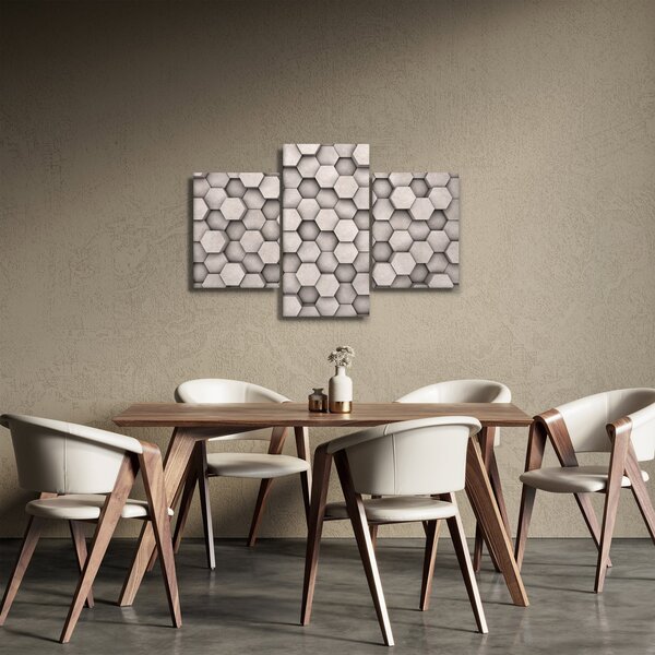 Slika - Heksagoni v betonski zasnovi (90x60 cm)
