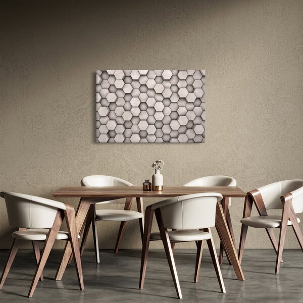 Slika - Heksagoni v betonski zasnovi (90x60 cm)