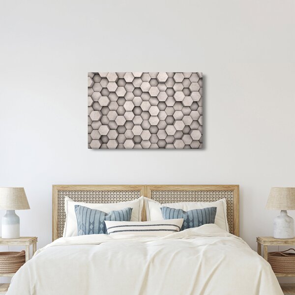 Slika - Heksagoni v betonski zasnovi (90x60 cm)