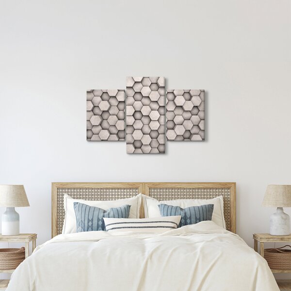 Slika - Heksagoni v betonski zasnovi (90x60 cm)
