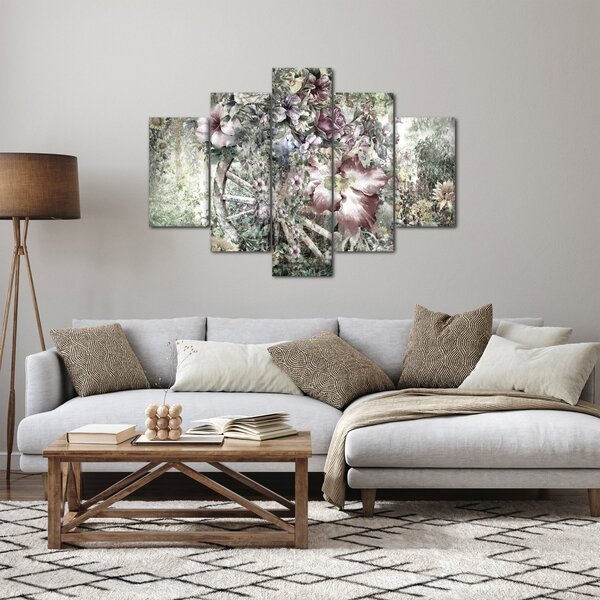 Slika rož na lesenem kolesu (150x105 cm)