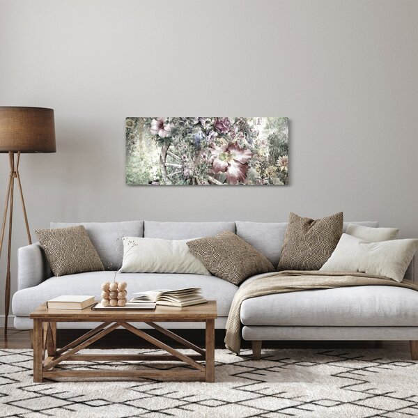 Slika rož na lesenem kolesu (120x50 cm)