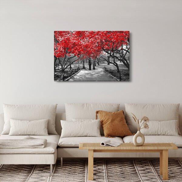 Slika - Rdeča drevesa, Central Park, New York (90x60 cm)
