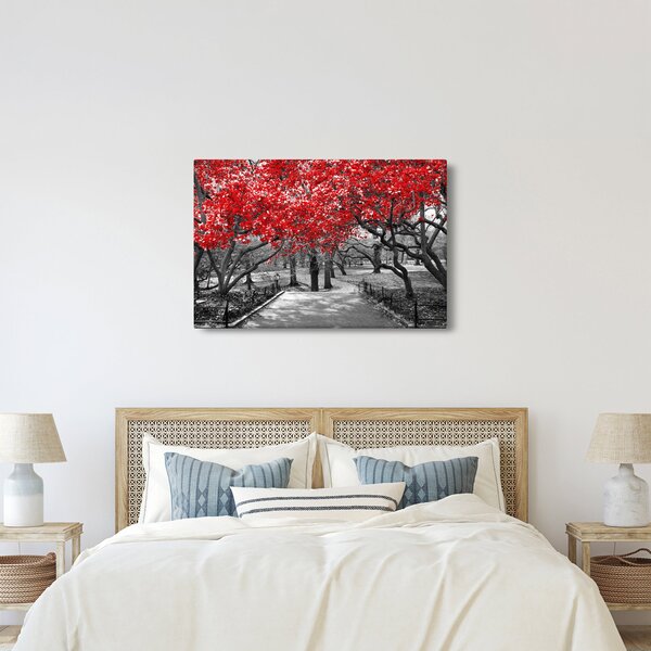Slika - Rdeča drevesa, Central Park, New York (90x60 cm)