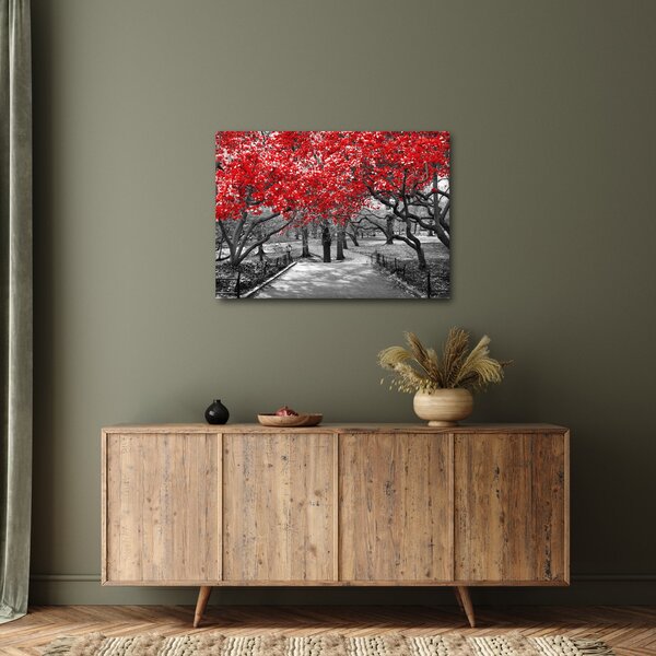 Slika - Rdeča drevesa, Central Park, New York (70x50 cm)