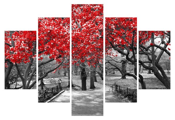 Slika - Rdeča drevesa, Central Park, New York (150x105 cm)