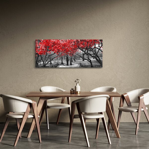 Slika - Rdeča drevesa, Central Park, New York (120x50 cm)
