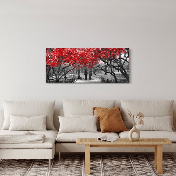 Slika - Rdeča drevesa, Central Park, New York (120x50 cm)
