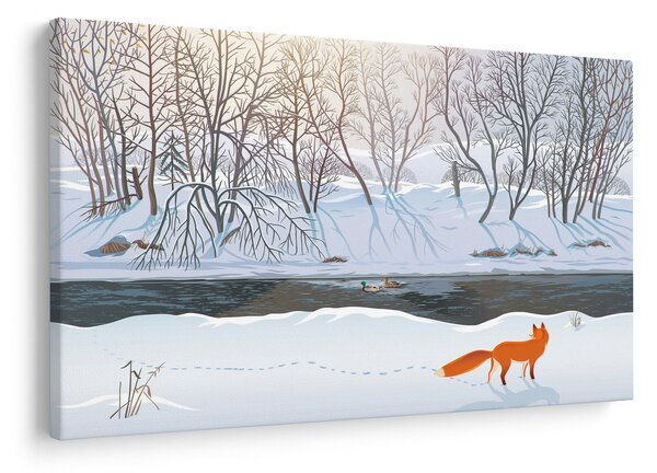 Slika - Lisica v zimski pokrajini (90x60 cm)