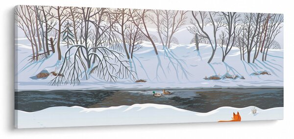 Slika - Lisica v zimski pokrajini (120x50 cm)