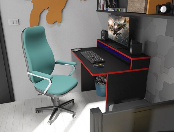Gaming PC stol Adapt (crna + crvena) (s RGB LED rasvjetom)