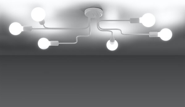 Sollux SL.1443 - Nadgradni luster VECTOR 6xE27/15W/230V bijela