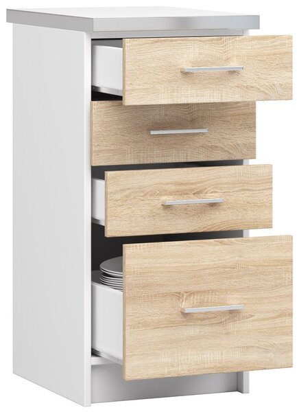 Zondo.hr Donji kuhinjski ormarić Lula s40 sz4 (bijela mat + hrast sonoma). Akcija -16%. 1068766