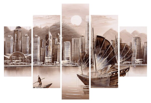 Slika - Victoria Harbour, Hong Kong, učinek sepije (150x105 cm)