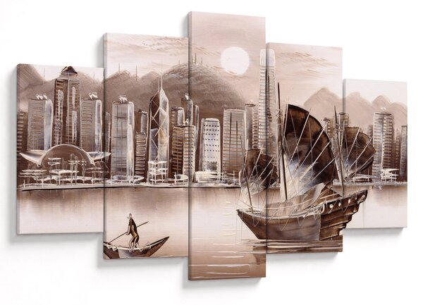 Slika - Victoria Harbour, Hong Kong, učinek sepije (150x105 cm)