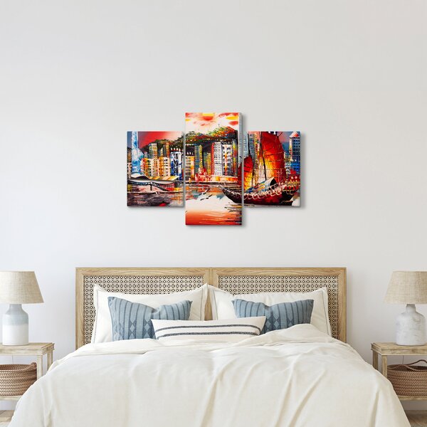 Slika - Victoria Harbour, Hong Kong, oljna slika (90x60 cm)
