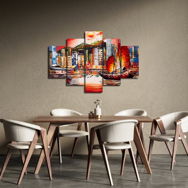 Slika - Victoria Harbour, Hong Kong, oljna slika (150x105 cm)